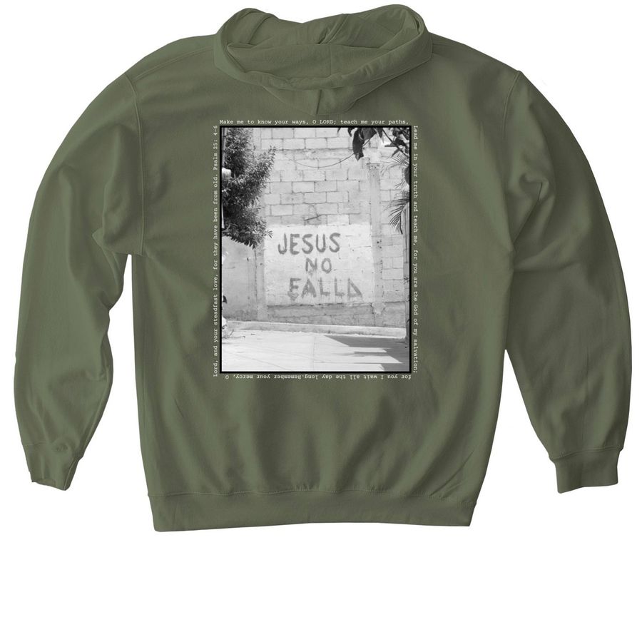 Jesus No Falla, a Military Green Gildan Softstyle Pullover Hoodie
