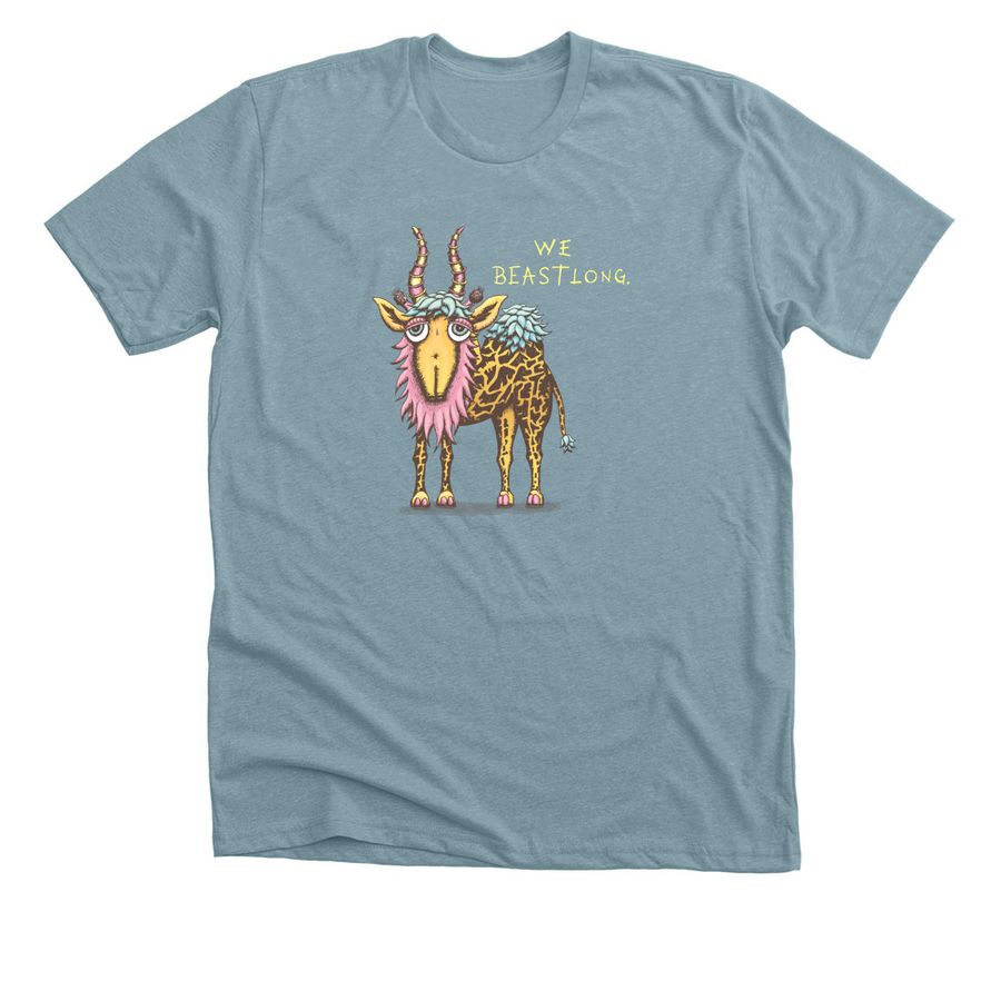 Caffy says "Beast Happy", a Heather Blue Lagoon Premium Unisex Tee