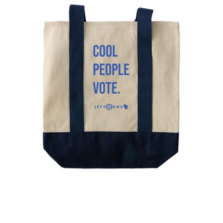 Cool People Vote Tote, a Natural/Navy Two-Tone Grocery Tote Bag