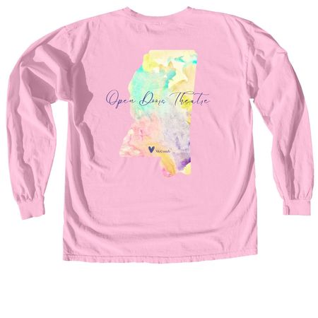 Stella "McComb, MS" Art Fill Wear, a Blossom Comfort Colors Long Sleeve Tee (back-view)