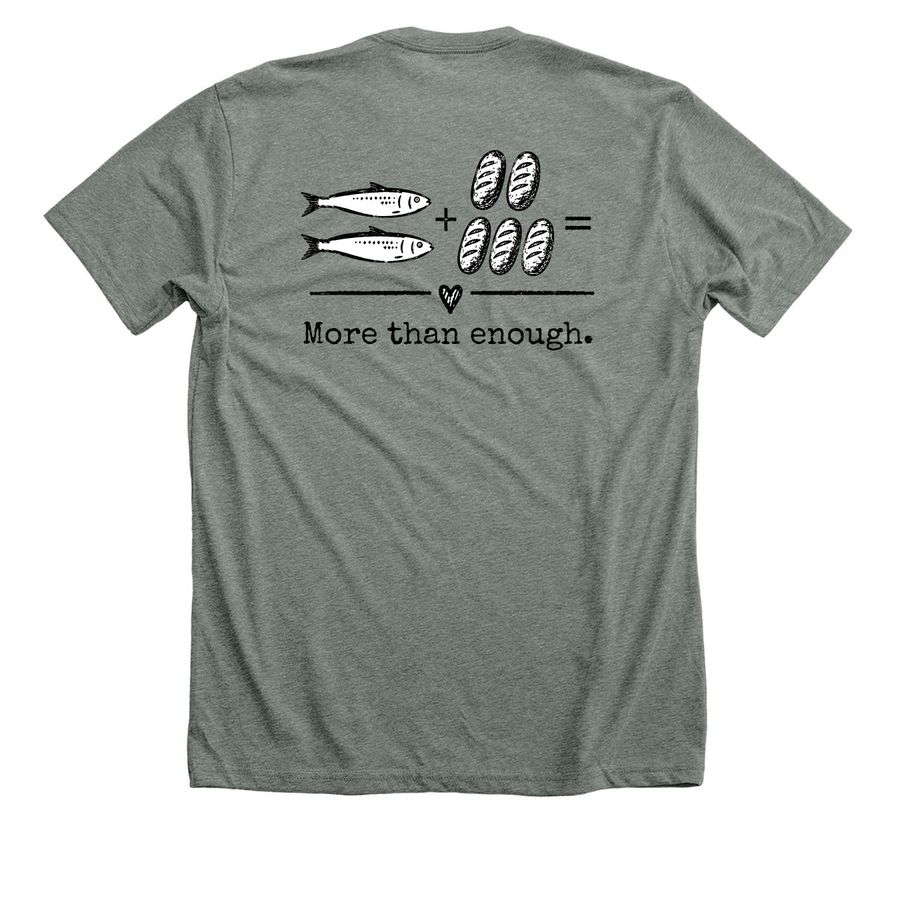 More than enough., a Deep Heather Premium Unisex Tee (back-view)