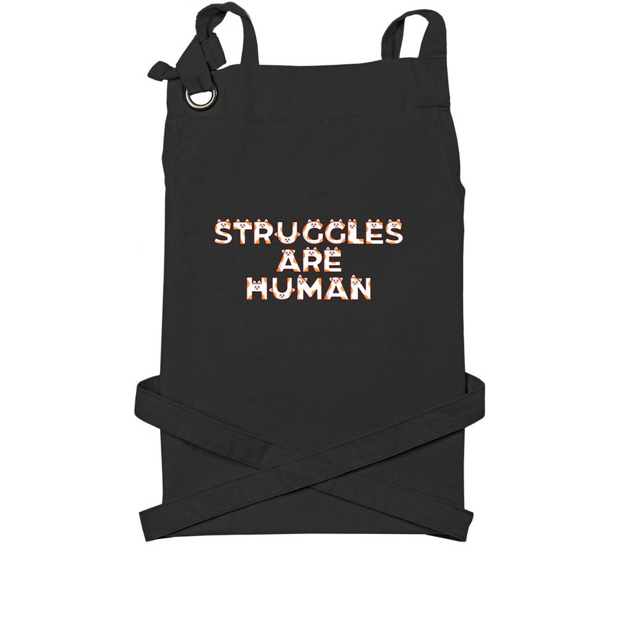 Struggles Are Human, a Black Cotton Canvas Pocket Apron