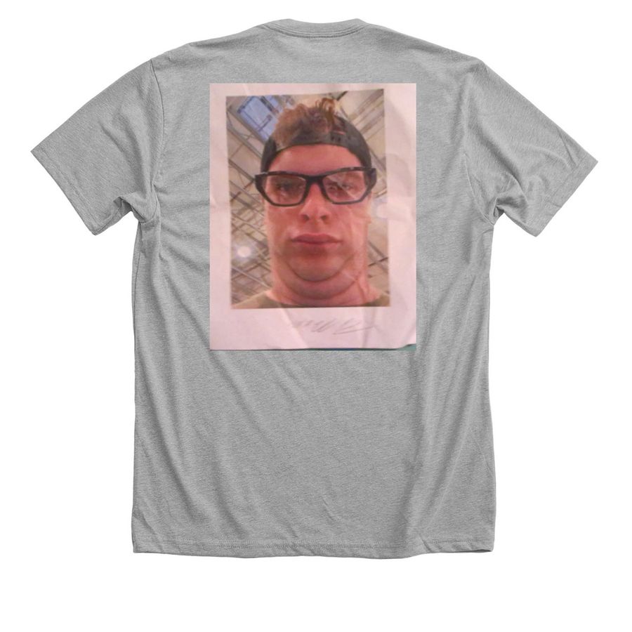 &nbsp;the shirt, a Athletic Heather Premium Unisex Tee (back-view)