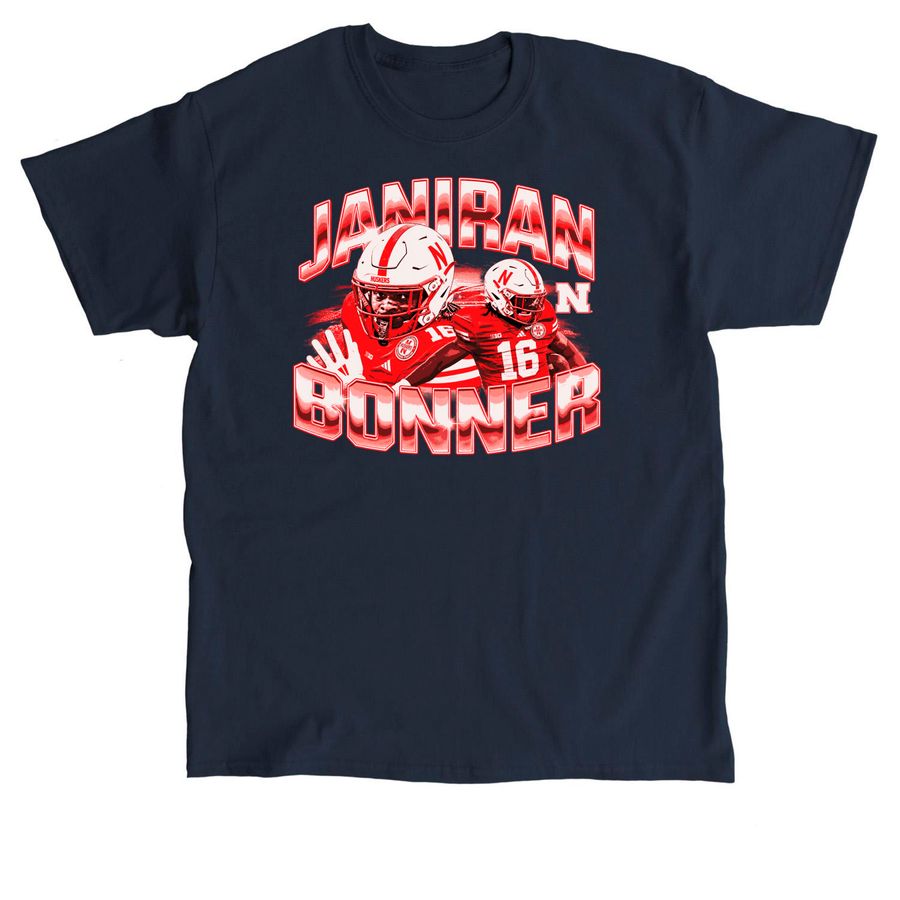 Nebraska Cornhuskers Janiran Bonner Player Co, a Navy Classic Unisex Tee