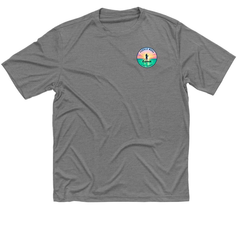 Sun Shirts Paddle More Live Happy, a Grey Concrete Heather Classic Performance Tee