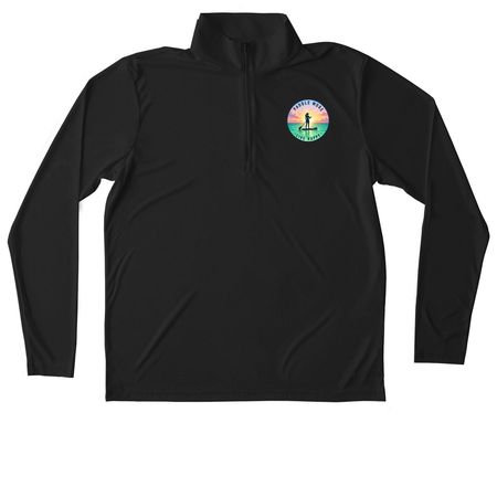 Sun Shirts Paddle More Live Happy, a Black Unisex Performance Quarter Zip Pullover