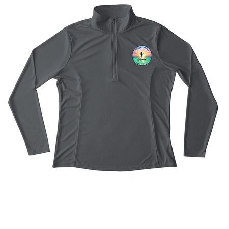 Sun Shirts Paddle More Live Happy, a Iron Grey Women's Performance Quarter Zip Pullover