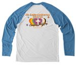 St. Luke Lutheran Church Campus Ministry, a Azure Blue/ Bright White Allmade Eco Triblend Colorblock Raglan Long Sleeve Tee (back-view)