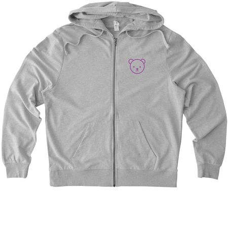 Purple Rebar Full-Zip Hoodie Sweatshirt, a Granite Grey Heather Allmade Organic French Terry Zip Up Hoodie