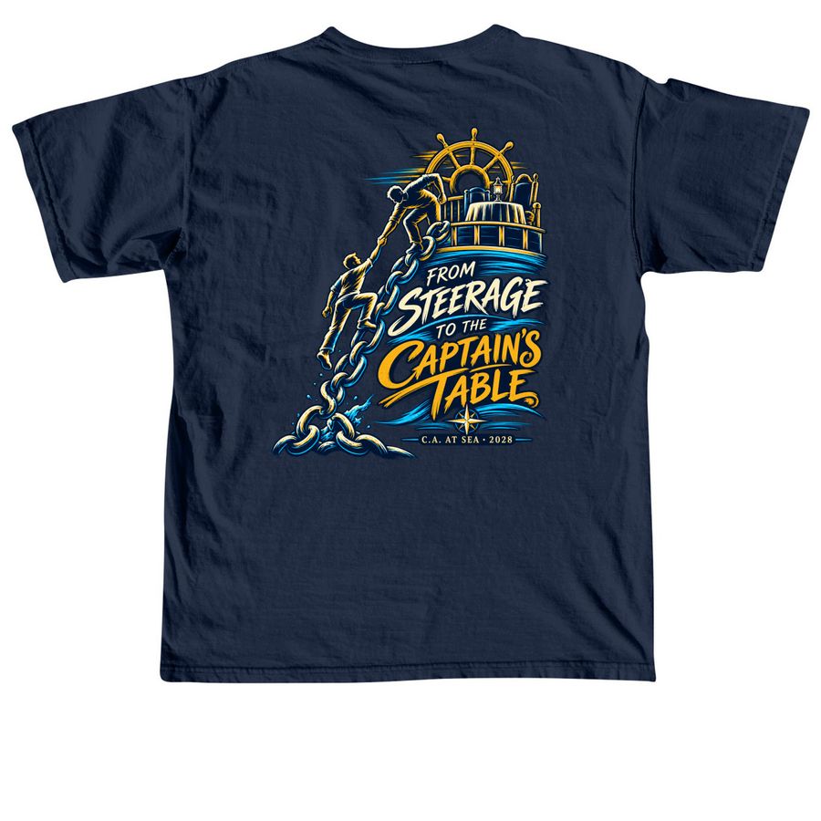 Steerage to Captain's Table 4.0 - Men's, a True Navy Comfort Colors Unisex Tee (back-view)