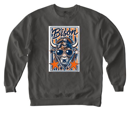 Bernie Bison Superstar, a Pepper Comfort Colors Crewneck Sweatshirt