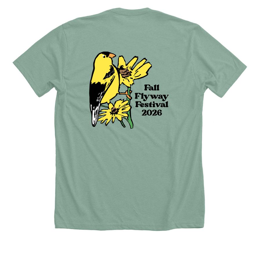 Fall Flyway Festival 2026, a Heather Dusty Blue Premium Unisex Tee (back-view)
