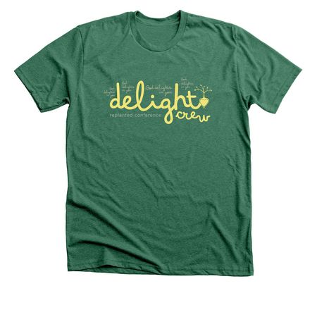 Delight Volunteer Shirt, a Heather Grass Green Premium Unisex Tee