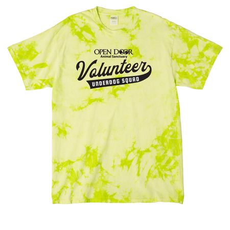 Volunteer tanks, hoodies, and tees, a Lemon Lime Crystal Tie Dye Tee