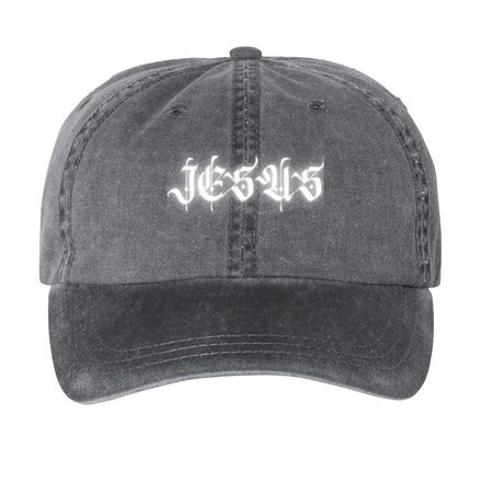 JESUS, a Black Printed Pigment Dye Baseball Cap