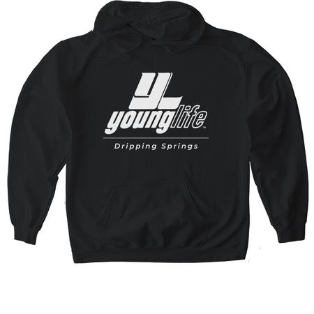 Old School Young Life Logo, a Black Gildan Softstyle Pullover Hoodie