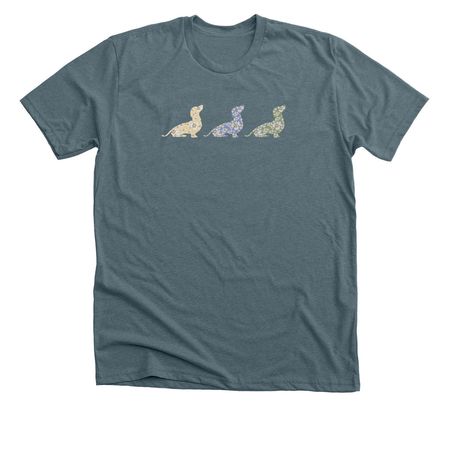 Three Little Doxies 2, a Heather Slate Premium Unisex Tee