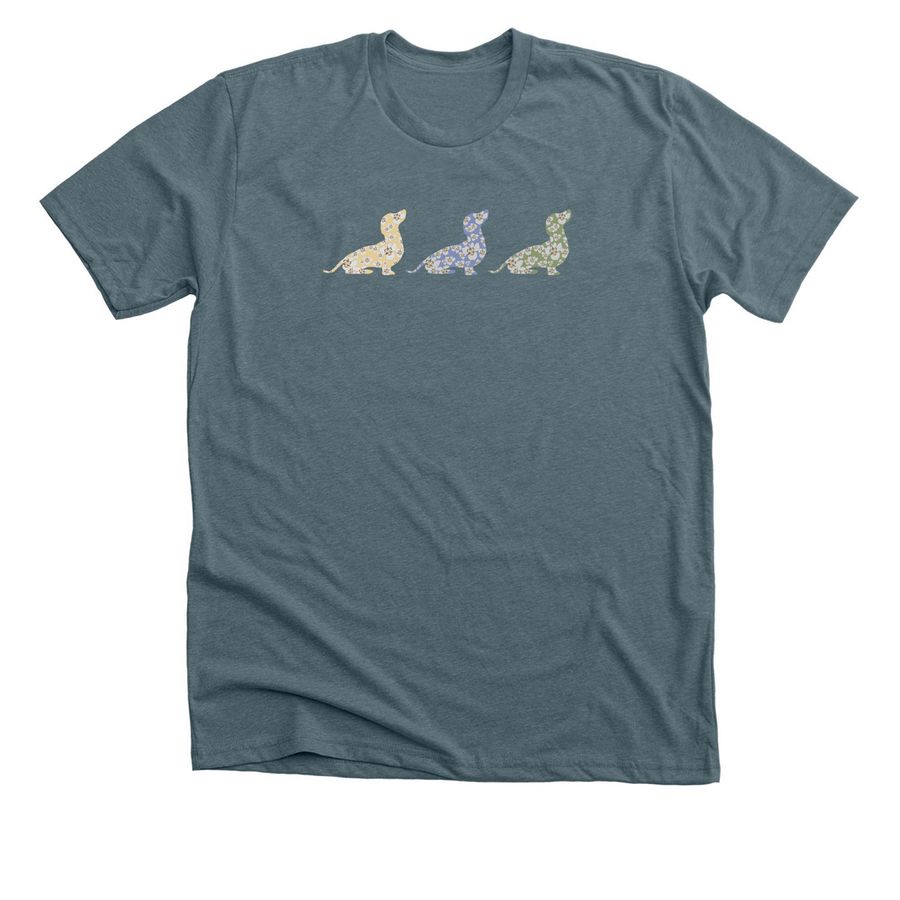 Three Little Doxies 2, a Heather Slate Premium Unisex Tee