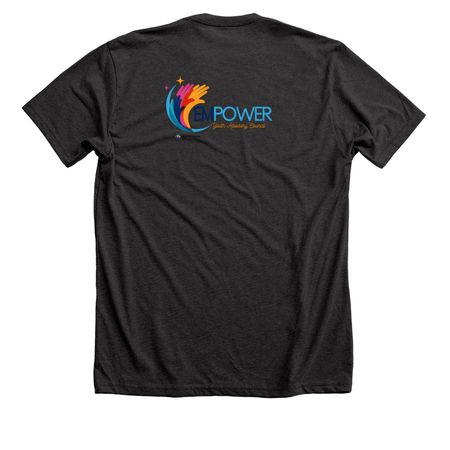 Support EMPOWER Teens, a Dark Grey Heather Premium Unisex Tee (back-view)
