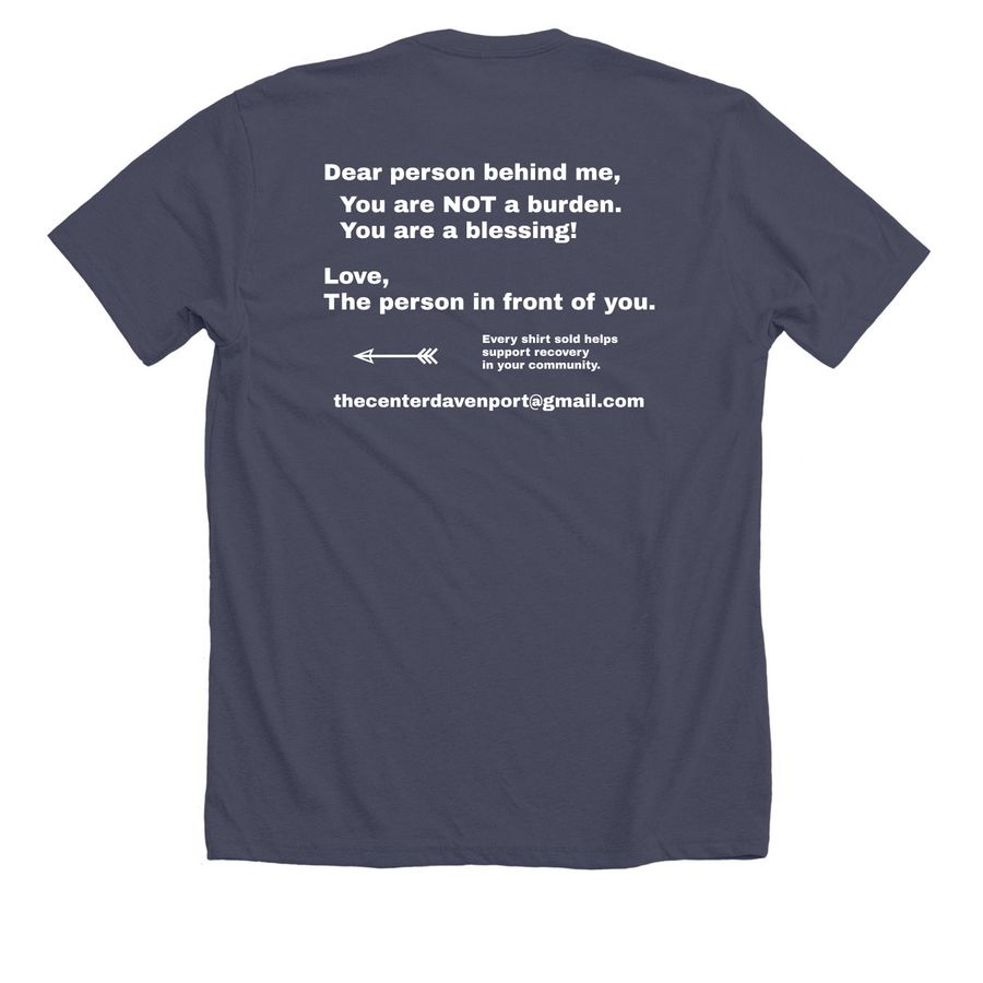 The Center T-Shirt Fundraiser&nbsp;, a Heather Midnight Navy Premium Unisex Tee (back-view)