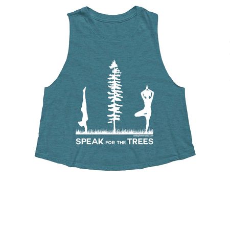 Earth Loving Yogis, a Heather Deep Teal Women's Cropped Racerback Tank