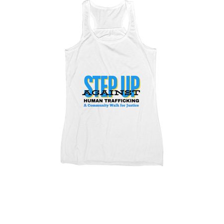 Step Up Against Human Trafficking, a White Women's Racerback