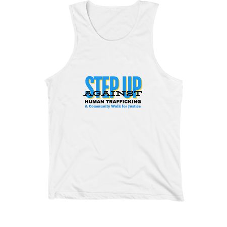Step Up Against Human Trafficking, a White Premium Cotton Tank