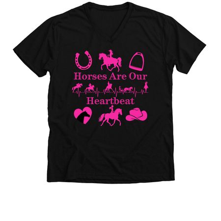 Hot To Trot Heartbeat Logo, a Solid Black Blend Premium V-Neck Tee