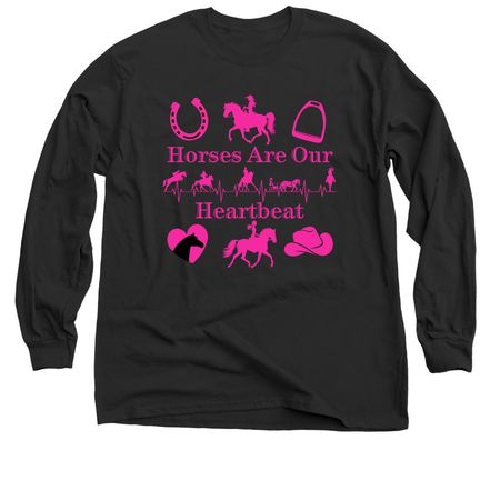 Hot To Trot Heartbeat Logo, a Black Classic Long Sleeve Tee