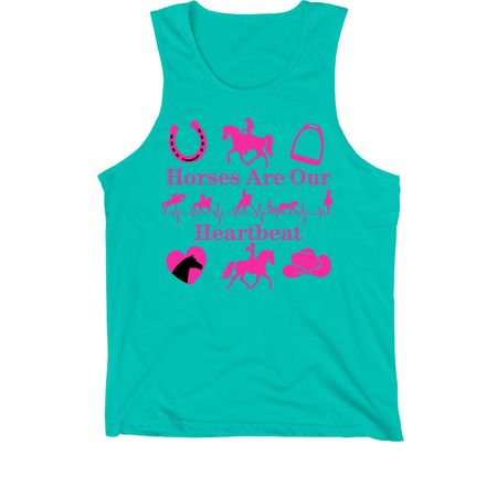 Hot To Trot Heartbeat Logo, a Teal Premium Cotton Tank