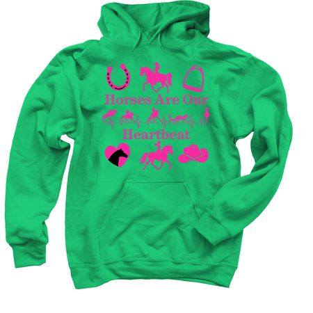 Hot To Trot Heartbeat Logo, a Irish Green Pullover Hoodie