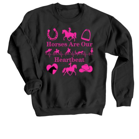 Hot To Trot Heartbeat Logo, a Black Crewneck Sweatshirt