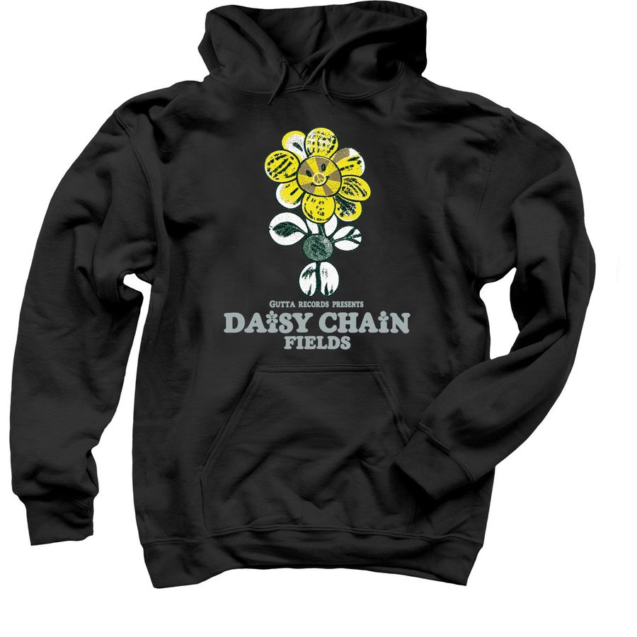 Daisy Chain Fields Festival 2026 Hoodie, a Black Pullover Hoodie