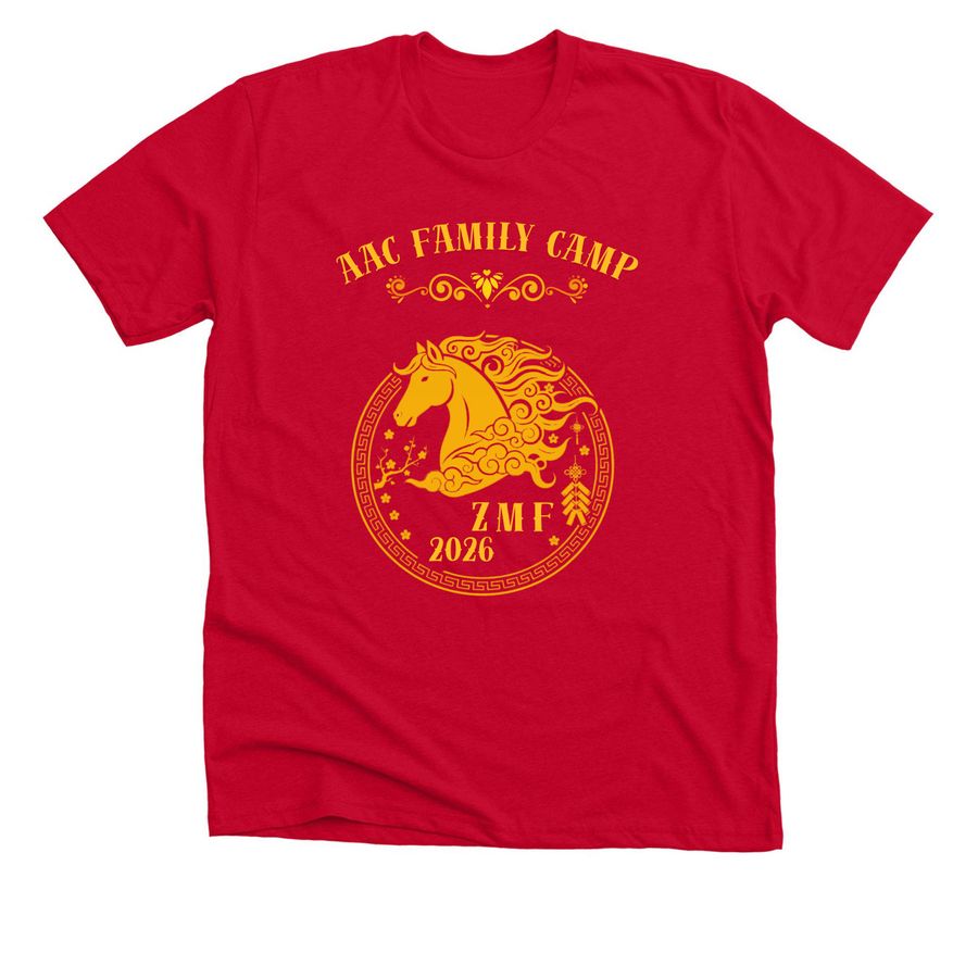 2026 AAC Family Camp Tee- RED, a Solid Red Blend Premium Unisex Tee