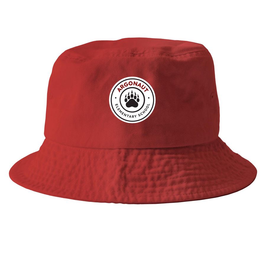 Hats, a Red Printed Bucket Hat