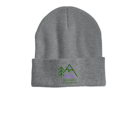 PNW Beanies, a Dark Heather Grey Printed Cuffed Beanie