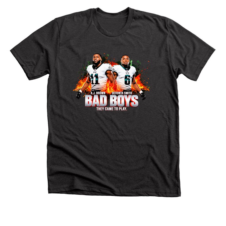 &nbsp;Philadelphia Eagles Aj Brown Devonta Smith B, a Dark Grey Heather Premium Unisex Tee