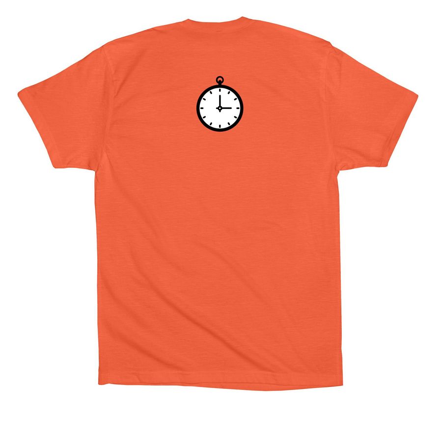 True Time Tee, a Coral Premium Cotton Tee (back-view)