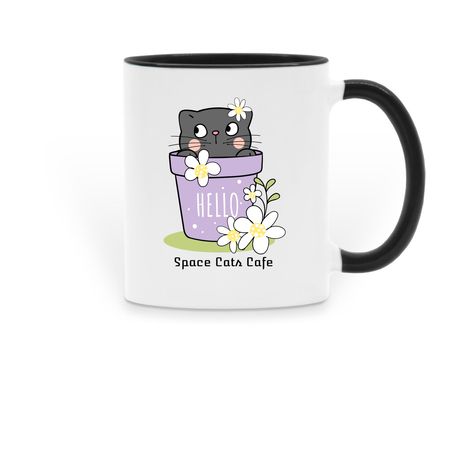 Blossom Cat mug, a Black Two-Tone Ceramic Mug