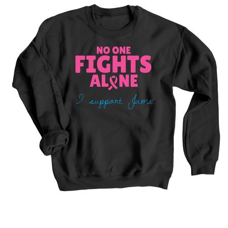 Jami's fight against breast cancer, a Black Crewneck Sweatshirt