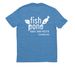 Fish Pono--Save Our Reefs, a Azure Blue Allmade Eco Triblend Unisex Tee (back-view)