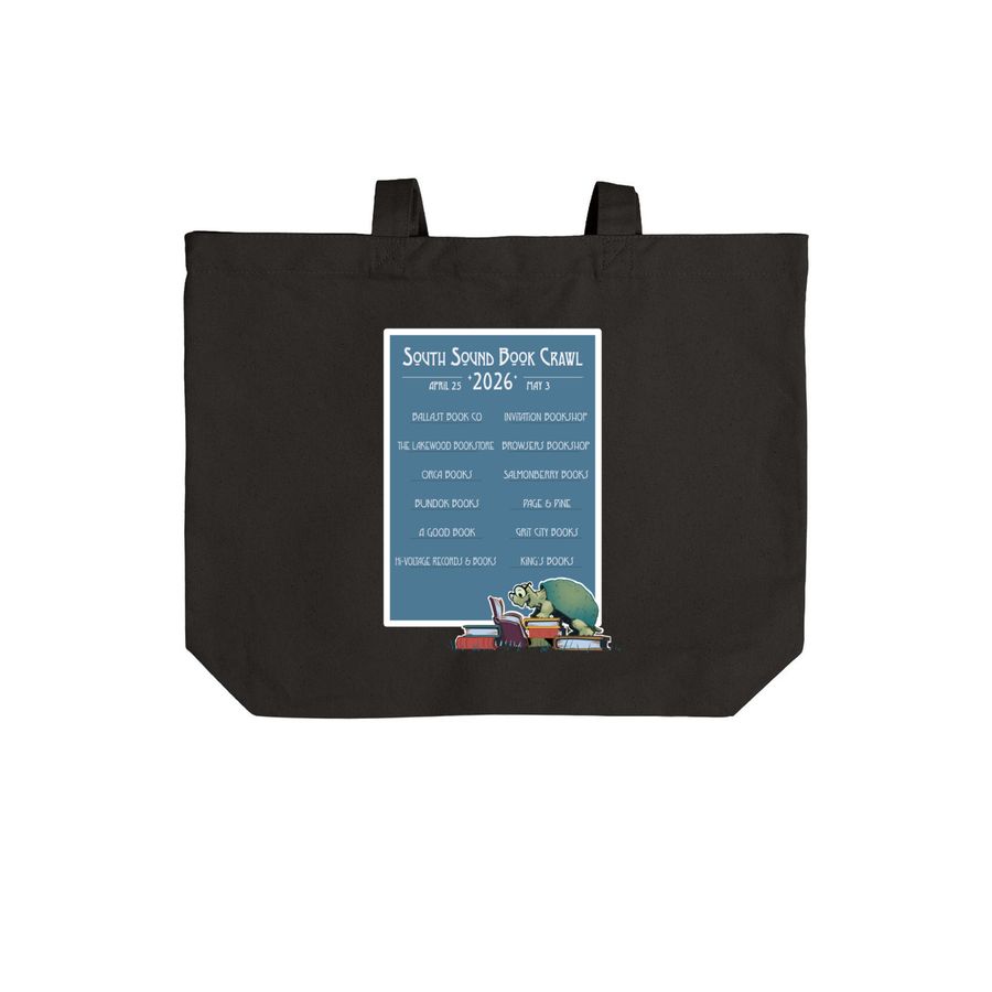 South Sound Book Crawl 2026 Tote, a Deep Black Cotton Canvas Tote Bag (back-view)