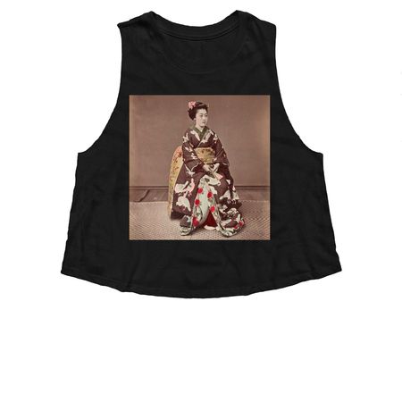 Jus' Sittin', a Solid Black Blend Women?s Cropped Racerback Tank
