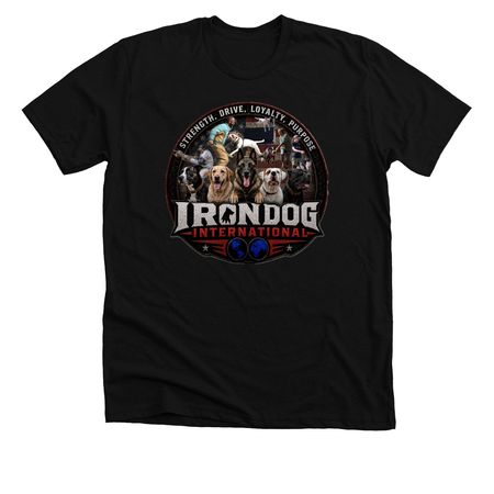 IronDog International, a Solid Black Blend Premium Unisex Tee