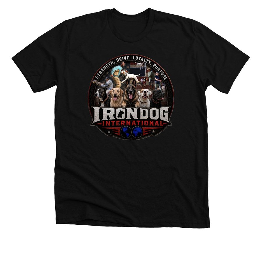 IronDog International, a Solid Black Blend Premium Unisex Tee