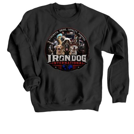 IronDog International, a Black Crewneck Sweatshirt
