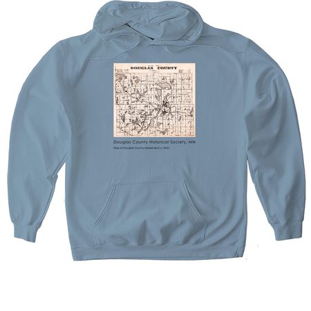 1940 Map of Douglas County, a Stone Blue Gildan Softstyle Pullover Hoodie