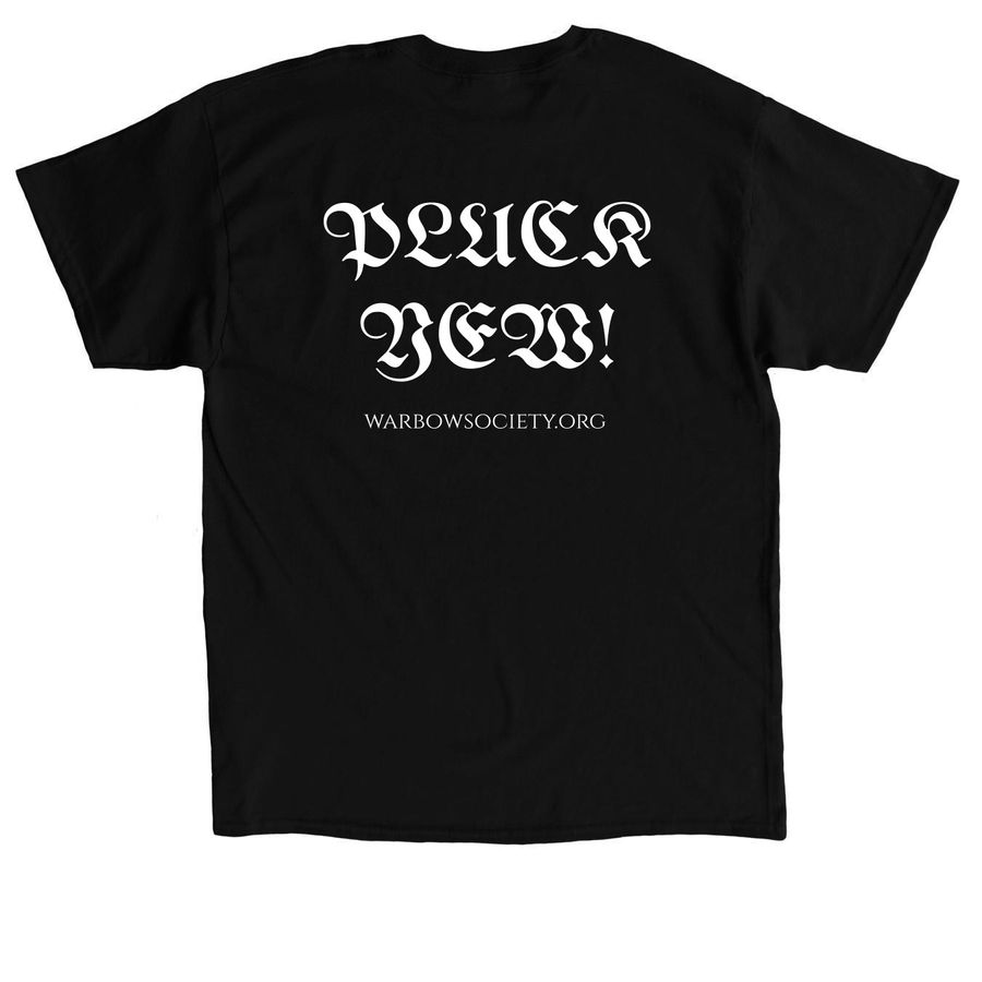 Pluck Yew! Shirt, a Black Classic Unisex Tee (back-view)