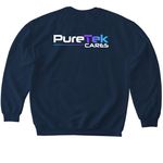 PureTek Cares Large Logo, a Navy Softstyle Crewneck Sweatshirt (back-view)