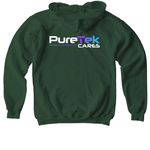 PureTek Cares Large Logo, a Forest Green Youth Pullover Hoodie (back-view)